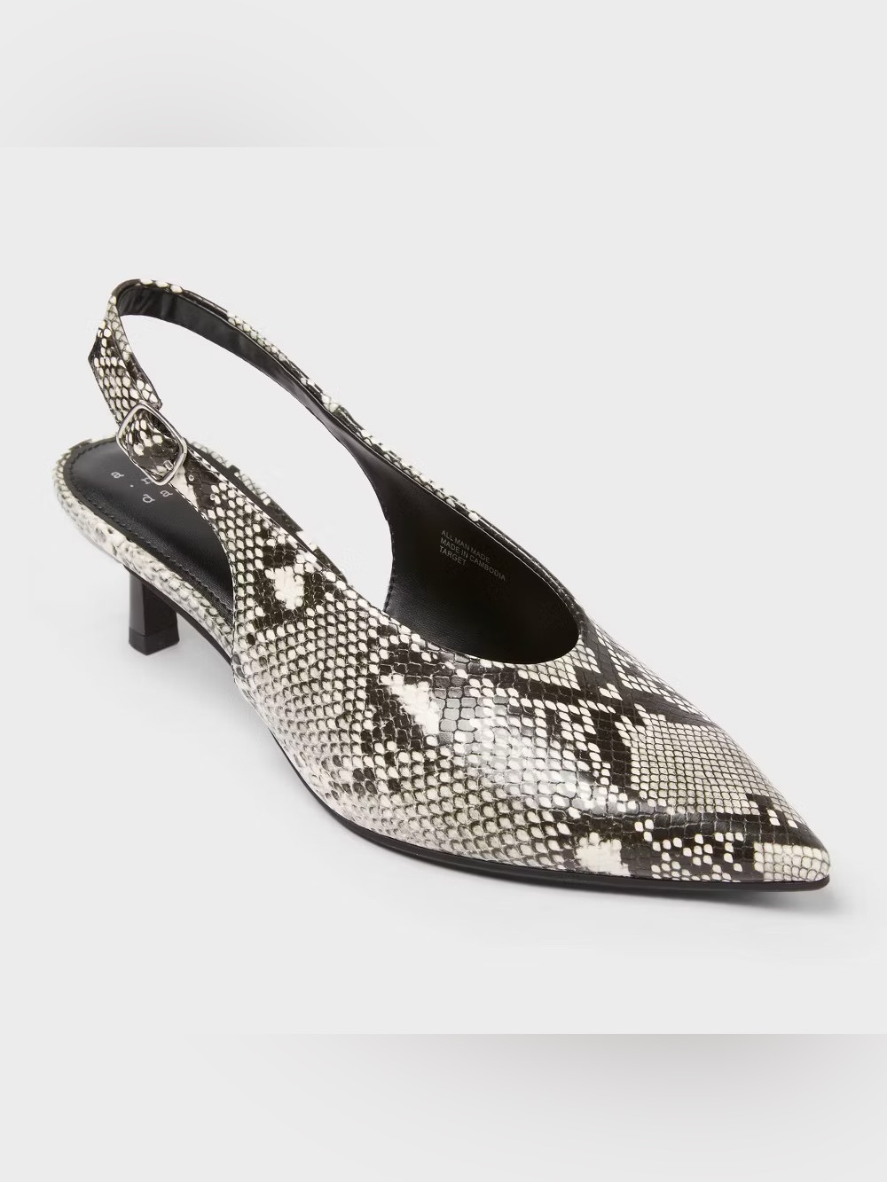 ‘Samantha’ Snakeskin Heels with Memory Foam Insole – A New Day, Cream, 11 US NWB